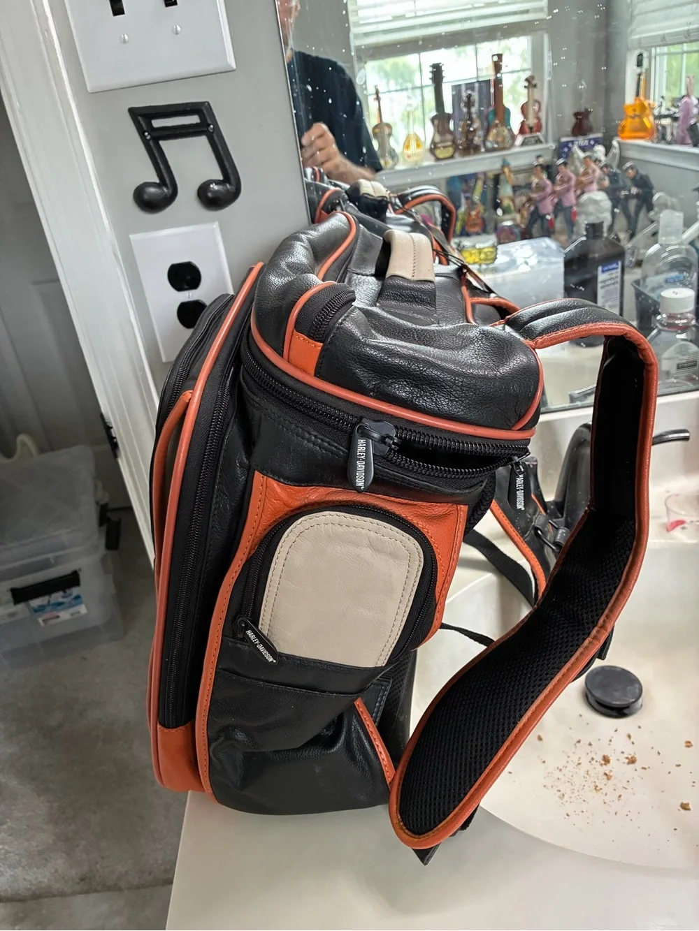 Harley-Davidson Black and Orange Travel Backpack Bag New With Tags